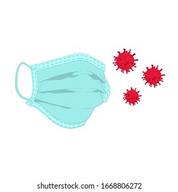 Vector illustration of a protective respiratory mask that fights against coronavirus. The concept of combating the attack of different viruses.