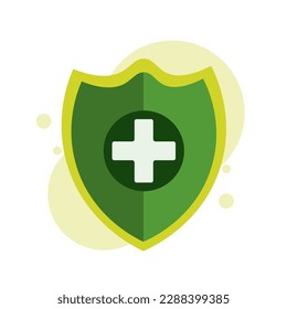 Vector illustration of a protective shield with a medical cross. The illustration is suitable for topics about health and safety.
