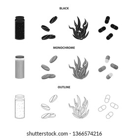 Vector illustration of protein and sea icon. Collection of protein and natural stock symbol for web.