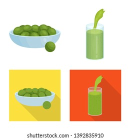 Vector illustration of protein and sea icon. Collection of protein and natural stock symbol for web.