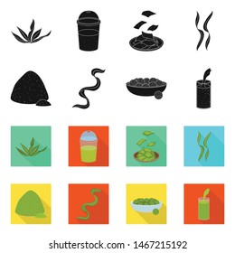 Vector illustration of protein and sea icon. Collection of protein and natural stock symbol for web.