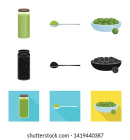 Vector illustration of protein and sea logo. Collection of protein and natural stock symbol for web.