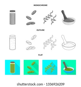 Vector illustration of protein and sea sign. Collection of protein and natural stock vector illustration.