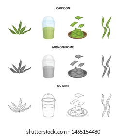 Vector illustration of protein and sea sign. Set of protein and natural stock symbol for web.