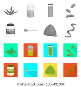 Vector illustration of protein and sea symbol. Collection of protein and natural vector icon for stock.