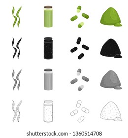 Vector illustration of protein and sea symbol. Collection of protein and natural stock vector illustration.