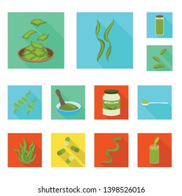 Vector illustration of protein and sea symbol. Collection of protein and natural vector icon for stock.