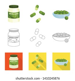 Vector illustration of protein and sea symbol. Set of protein and natural stock symbol for web.