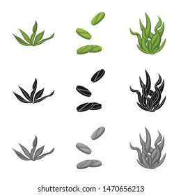 Vector illustration of protein and sea symbol. Collection of protein and natural stock vector illustration.