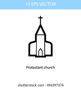 Vector illustration of protestant church, vector eps 10 icon