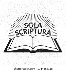 Vector Illustration for Protestant Lutheran Church Reformation Day. Open Bible, theological doctrine Sola Scriptura