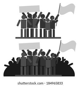 vector illustration protesters crowd of people