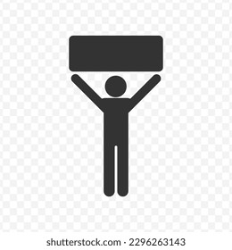Vector illustration of protesters icon in dark color and transparent background(png).