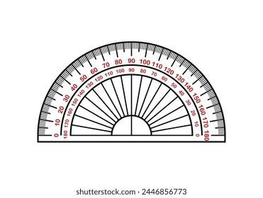 Vector illustration of a protractor ruler on white background