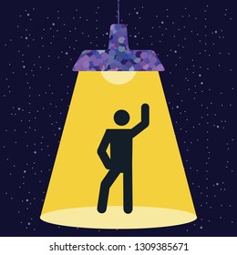 vector illustration of proud confident person in spotlight light on dark background