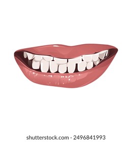 Vector illustration of a proud mother's smile, showing beautiful and clean teeth. Vector gradient illustration