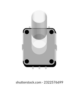 Vector illustration provides a top-down view of a variable resistor potentiometer, an adjustable electronic component