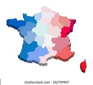 Vector illustration of a province map and flag from France