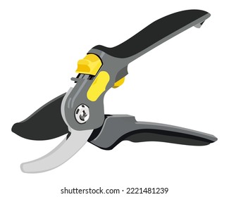 Vector Illustration of Pruning Scissors. A versatile tool for use around the kitchen, house and garden isolated on white background. Gardening hand tools