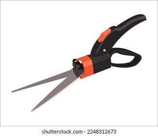 Vector Illustration of Pruning Shears, Garden Tools Flower Scissors isolated on white background. Gardening hand tools