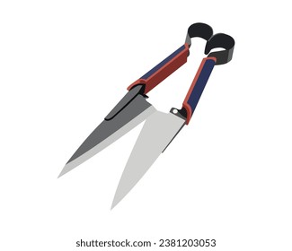 Vector Illustration of Pruning Shears, Garden Tools Flower Scissors isolated on white background. Gardening hand tools