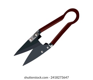 Vector Illustration of Pruning Shears, Garden Tools Flower Scissors isolated on white background. Gardening hand tools