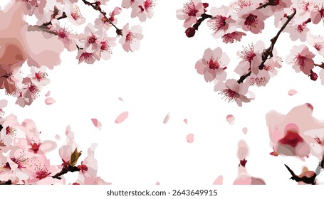 Ilustração vetorial do conjunto de árvore de Prunus subg, corte isolado, vista frontal, coleção de plantas botânicas, folhagem decídua, projeto de árvore paisagística, pacote de árvore de jardim, empacotamento de árvore realista.