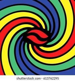 Vector illustration of a psychedelic rainbow twirl. 
