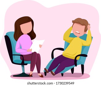 Vector illustration Psychologist having session with her patient.