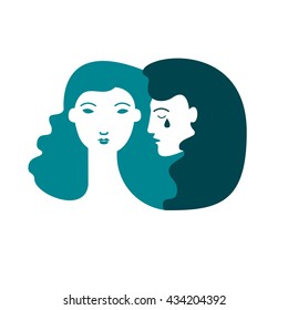 Vector illustration of psychotherapy concept. Man in depression. Woman in depression. Psychology illustration.