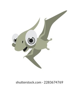 Vector illustration of Pteranodon cartoon. Cute dinosaurs for Coloring Book.