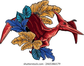 Vector illustration of a Pteranodon flying dinosaur.