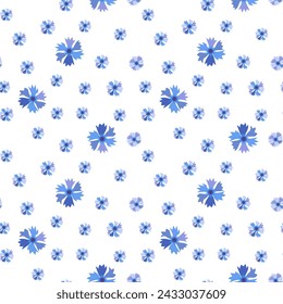 Vector illustration of pttern field bouquet, cornflowers, wheat, grain