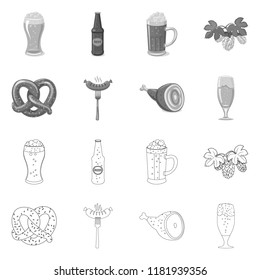 Vector illustration of pub and bar icon. Collection of pub and interior vector icon for stock.