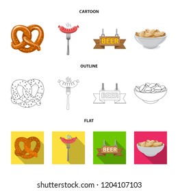 Vector illustration of pub and bar icon. Set of pub and interior stock vector illustration.