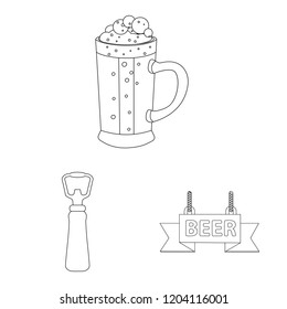 Vector illustration of pub and bar icon. Collection of pub and interior stock vector illustration.
