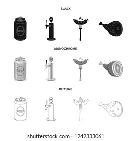 Vector illustration of pub and bar icon. Collection of pub and interior stock vector illustration.