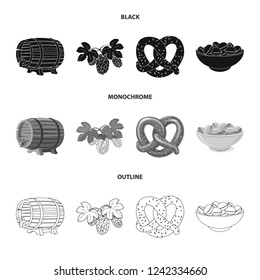 Vector illustration of pub and bar icon. Set of pub and interior stock vector illustration.