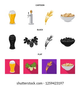 Vector illustration of pub and bar icon. Set of pub and interior stock vector illustration.