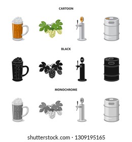Vector illustration of pub and bar icon. Set of pub and interior stock vector illustration.