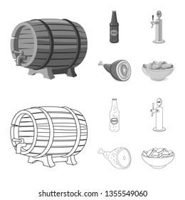 Vector illustration of pub and bar icon. Set of pub and interior stock symbol for web.