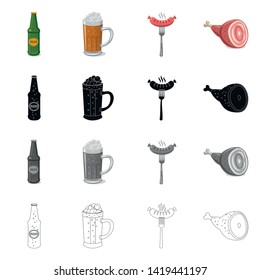 Vector illustration of pub and bar icon. Set of pub and interior vector icon for stock.