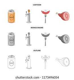 Vector illustration of pub and bar logo. Collection of pub and interior stock vector illustration.