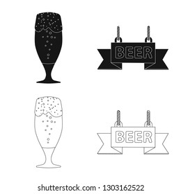 Vector illustration of pub and bar logo. Collection of pub and interior vector icon for stock.