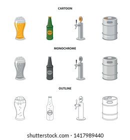 Vector illustration of pub and bar logo. Set of pub and interior vector icon for stock.