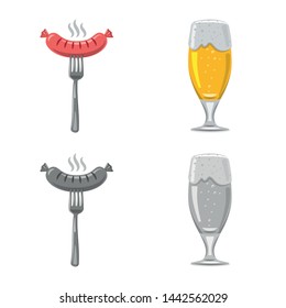 Vector illustration of pub and bar logo. Collection of pub and interior vector icon for stock.