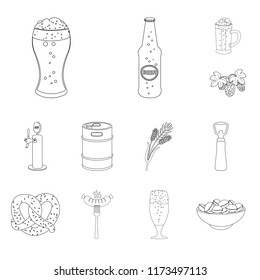 Vector illustration of pub and bar sign. Set of pub and interior vector icon for stock.