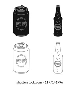 Vector illustration of pub and bar sign. Set of pub and interior vector icon for stock.