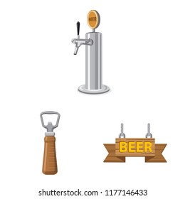 Vector illustration of pub and bar sign. Set of pub and interior vector icon for stock.