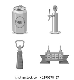 Vector illustration of pub and bar sign. Set of pub and interior vector icon for stock.